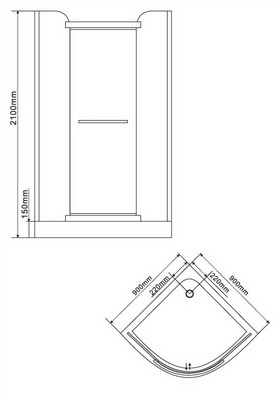 Чертеж душевого уголка BAND HOURS SMART 90x90x210. купить душевой