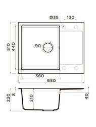  Omoikiri DAISEN 65T-BL (650x510x210) ,  4993519