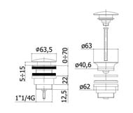   Paffoni ZSCA050HG 1 1/4" CLIC-CLAC   ,  