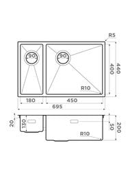  Omoikiri TAKI 69-2-U/IF SIDE GB-R (695440200)  ,   4993183