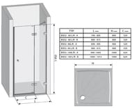   RAVAK BRILLIANT BSD2-100 A-R (990-1005x1950)  , ,+Transparent