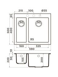  Omoikiri BOSEN 59-2-BL (590500220) , 1,5 , ,  4993149