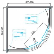   BelBagno DUE-R-2-90-P-Cr (900x900x1900)  / 