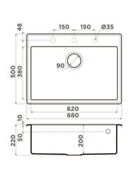  Omoikiri TEDORI 68-BL (680500220) , 1 , ,  4993964