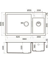  Omoikiri TEDORI 86-2-LB PL (860500240) , ,  4993939