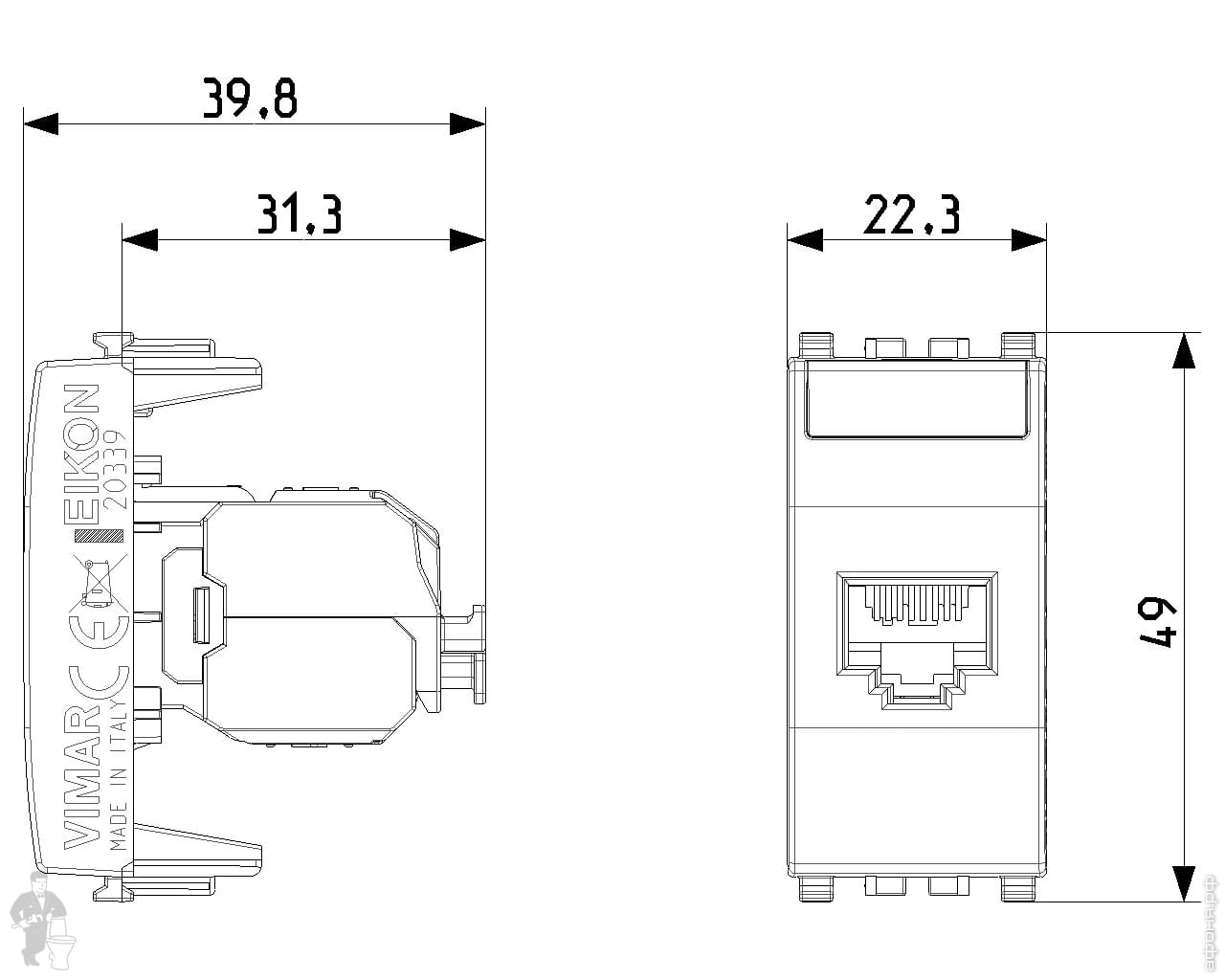 Presa Vimar Eikon RJ45 Netsafe Cat5e UTP Bianco 20339.11.B