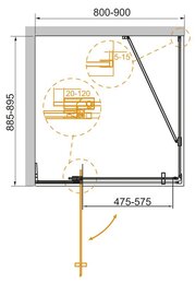   CEZARES SLIDER (800-900x900x1950) AH-1-90-80/90-C-CR  ./ 