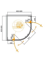   CEZARES SLIDER (800-900x800-900x1950) R-2-80/90-C-Cr  / 