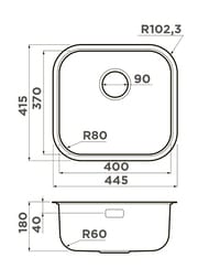  Omoikiri OMI 44-U/I-LG (445415180)  /,   4993268