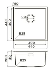  Omoikiri TADZAVA 44-U-IN Quadro (440440200)  ,   4993509