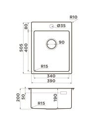  Omoikiri AMADARE 39-IN (390505200) ,   4997028