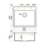  Omoikiri TEDORI 57-BL (570510220) , ,  4993980