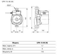    GRUNDFOS UPA 15-90, H-9, Q-1,73/, G-3/4", 220, .59539512/99547009