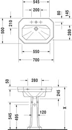  DURAVIT 1930 Series 700500245 1.,2 .  .,  0438700000