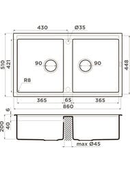  Omoikiri KITAGAWA 86-2 WH (860510200), 2 , ,   4993806