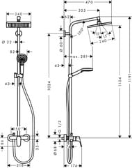   Hansgrohe Crometta E 240 Showerpipe   /,   . 27284000