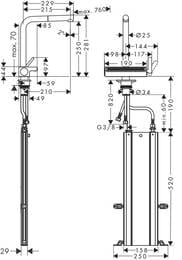  Hansgrohe Aquno Select M81   250  , 2jet, sBox,  73830000