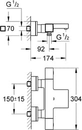  Grohe Grohtherm Cube 34497000  /, ,   