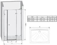   RAVAK BRILLIANT BSD3-120 R (1185-1210x1950)  , , +Transparent