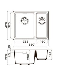 !  Omoikiri KATA 55-2-U DC (420550217)  ,   4993388