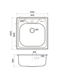  Omoikiri SARU 50-IN (500x500x180) ,   4997395