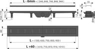   Alcaplast APZ10BLACK-750M SIMPLE L=750 H=62 ,   