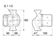   GRUNDFOS UPS 25-100 180, 1230, 1 1/2",  , 95906480