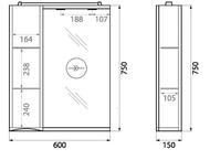   BelBagno MARINO 600150750  LED,  MARINO-SPC-600/750-1A-BL-P-L