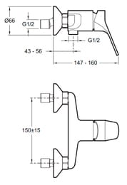  Jacob Delafon BRIVE  , , ,    1/2" E75765-CP