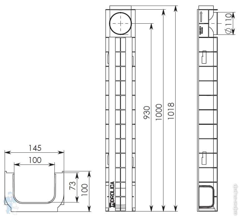 Длина 1000 мм. Лоток Gidrolica dn100. Лоток водоотводной пластиковый dn100 размером 1000х145х100 мм. Лоток dn100 1000 145 100. Лоток пластиковый 145х60 (l1000) c вертикальным водосливом.