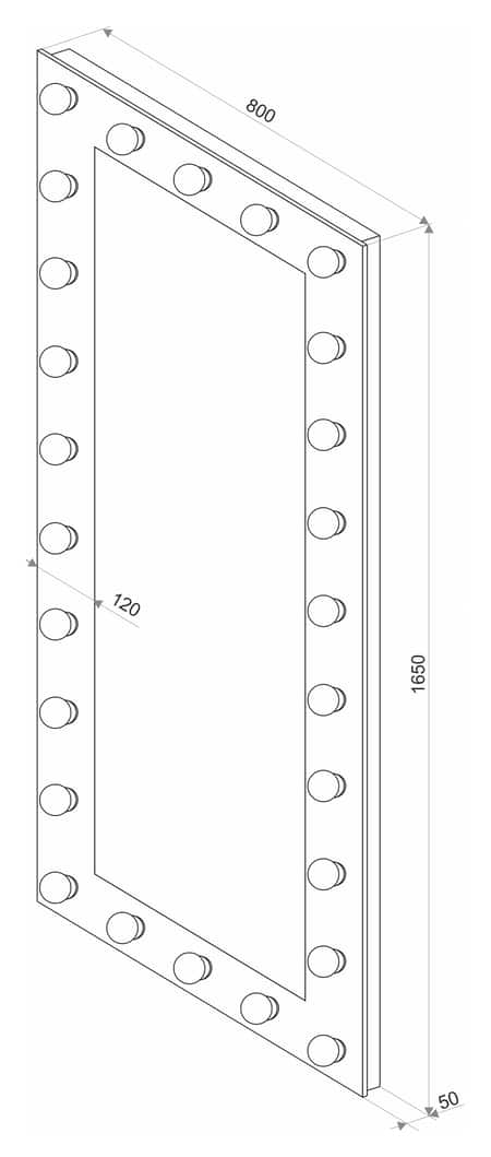 Гримерное зеркало с лампочками размеры чертежи