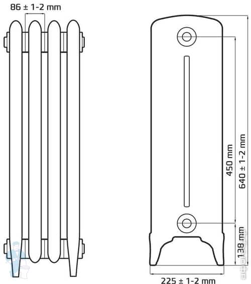 Радиаторы отопления межосевое расстояние 450