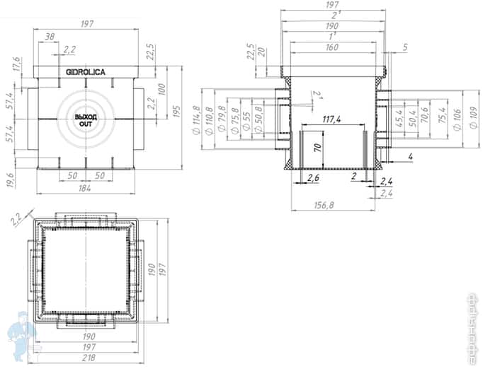 Диаметр входа. Дождеприемник Gidrolica point 200х200х200мм. Дождеприёмник 200х200 чертёж. Дождеприемник Гидролика 300х300 чертеж. Дождеприемник чертеж 500х500.