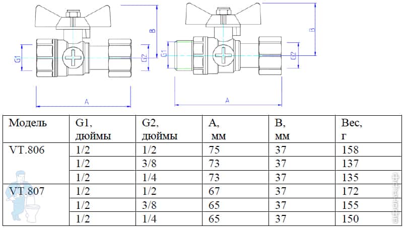 Чертеж кран шаровый 1 2