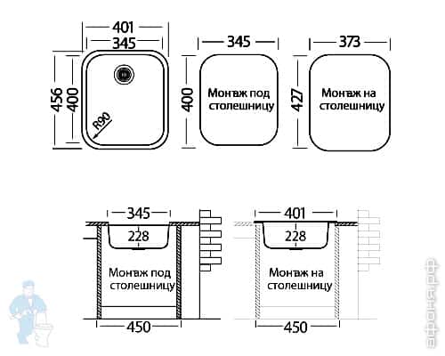 Мойка в шкаф 40 см